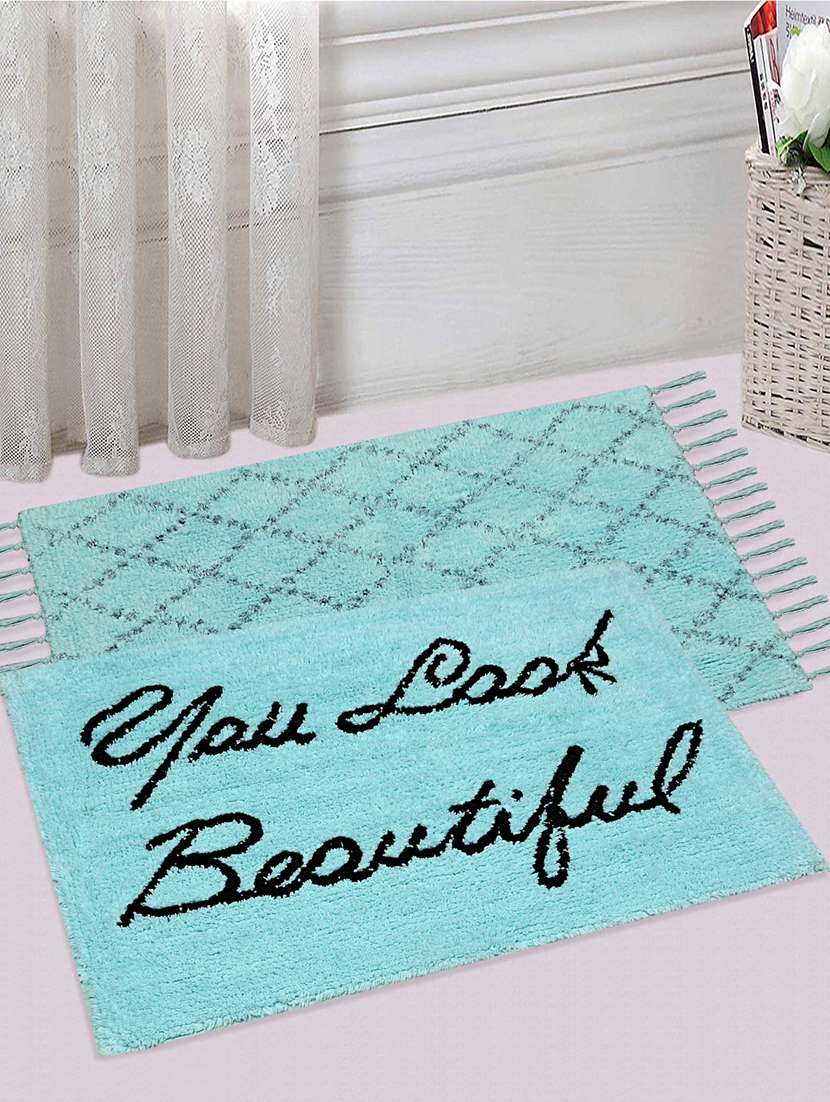 saral home modern cotton printed rug set of 2 (50x80 cm)