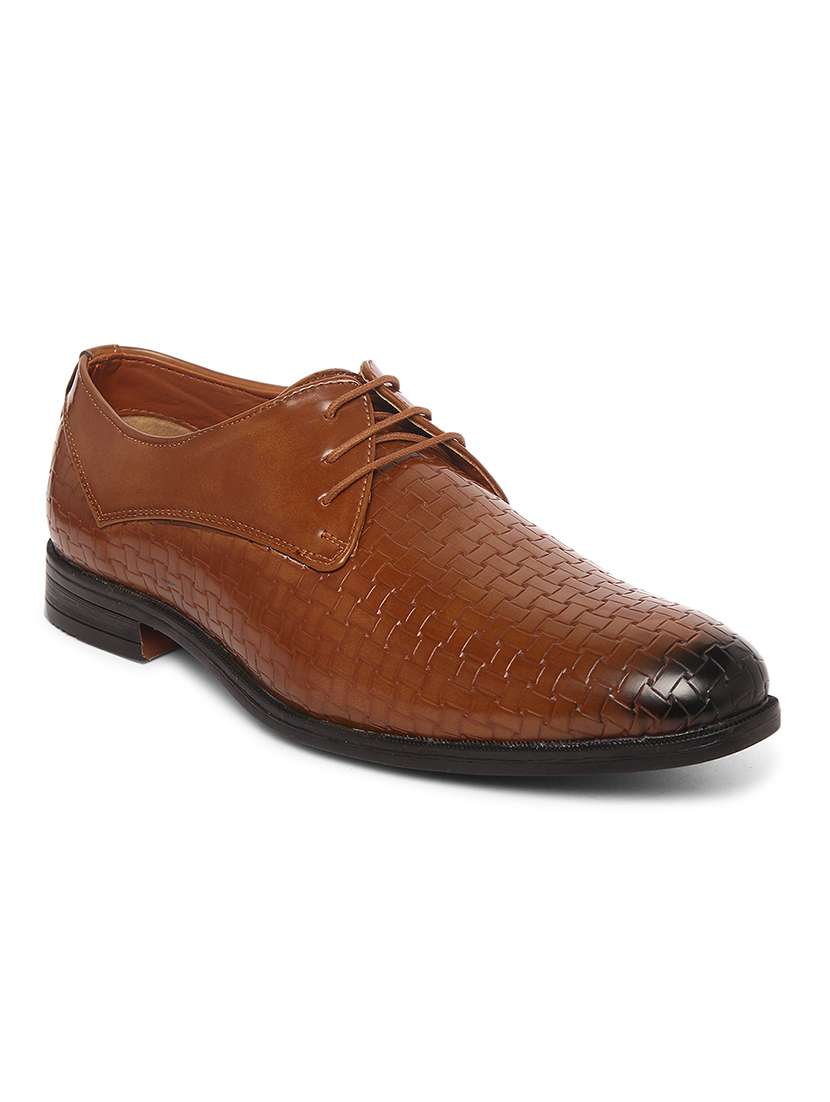 brown patent leather laceup derbies