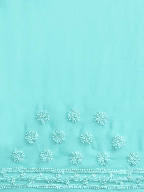 ada hand-embroidered sea green chikankari saree with blouse - 17772679 - Standard Image - 3