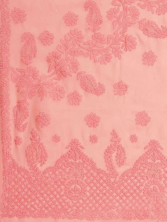 ada hand-embroidered peach chikankari saree with blouse - 17772681 -  Standard Image - 5