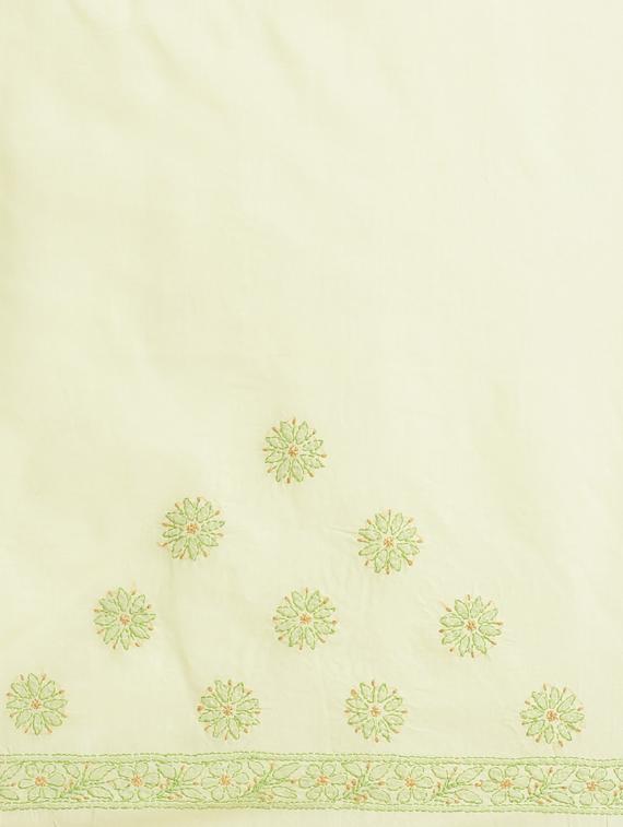 ada hand-embroidered lemon chikankari saree with blouse - 17772684 - Standard Image - 3