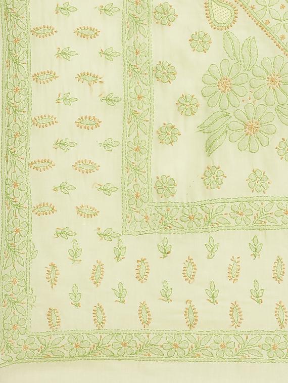 ada hand-embroidered lemon chikankari saree with blouse - 17772684 - Standard Image - 5