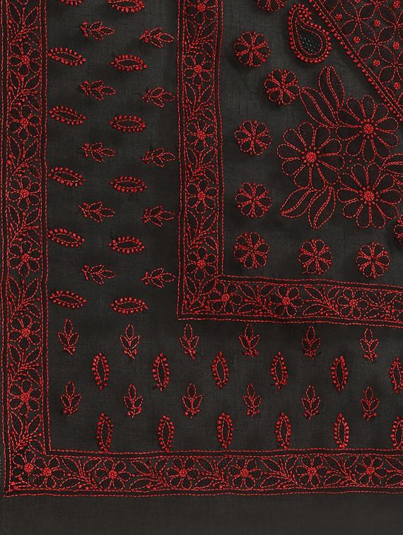 ada hand-embroidered black chikankari saree with blouse - 17772686 - Standard Image - 5