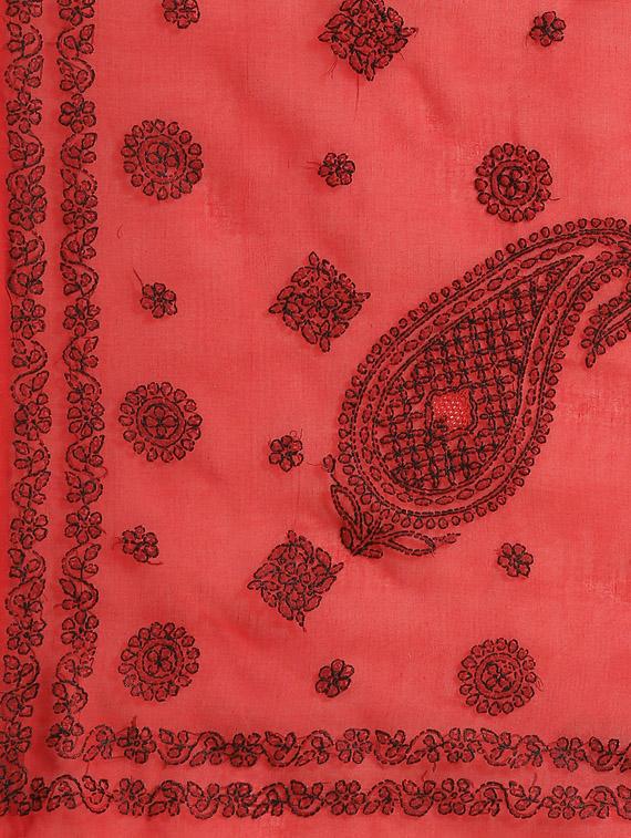 ada hand-embroidered red chikankari saree with blouse - 17772691 - Standard Image - 5