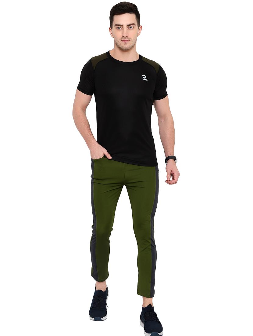 olive green side taped full length track pant - 17774152 - Standard Image - 3