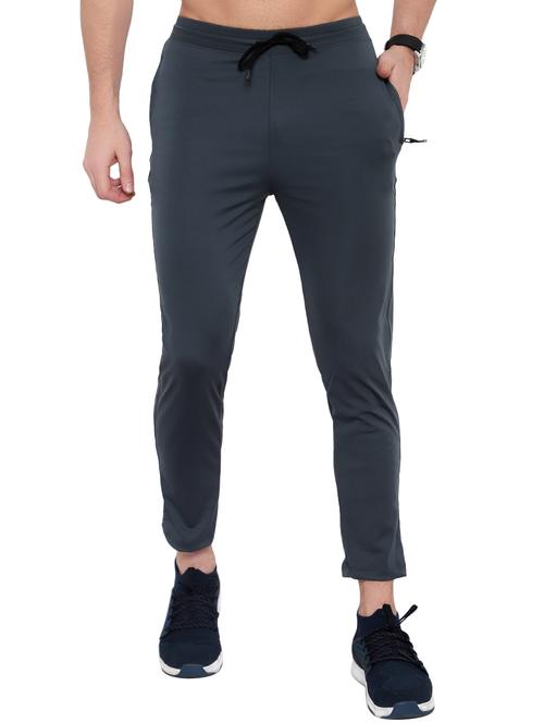 grey solid full length track pant - 17774159 -  Standard Image - 0