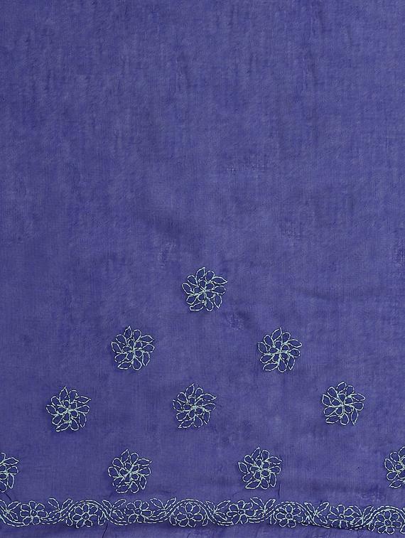 ada hand-embroidered blue chikankari saree with blouse - 17774163 - Standard Image - 3