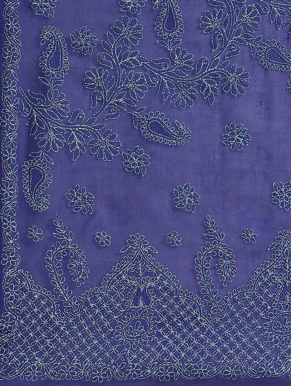 ada hand-embroidered blue chikankari saree with blouse - 17774163 - Standard Image - 5