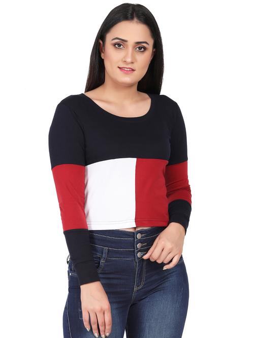 round neck color block tee - 17775548 - Standard Image - 0