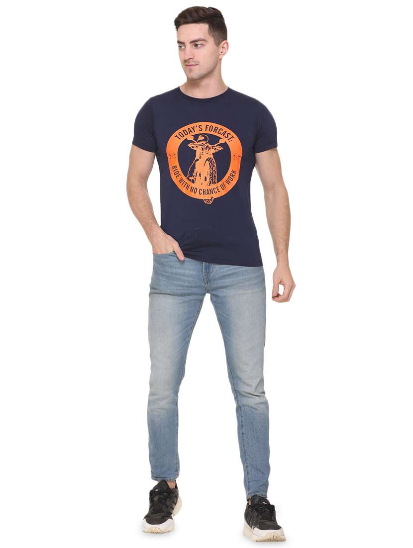 navy blue printed t-shirt - 17775700 -  Standard Image - 3