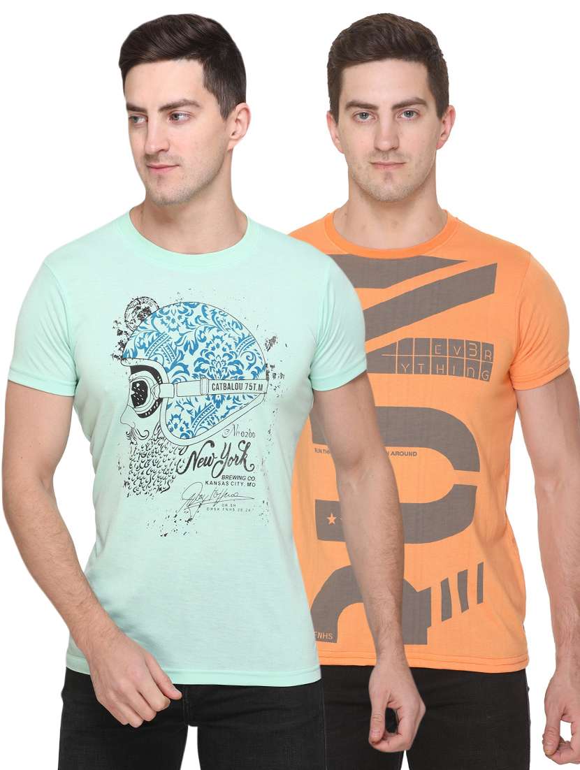 set of 2 multi colored printed t-shirt 