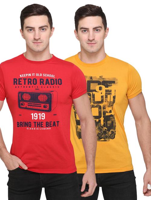 men pack of 2 printed t-shirt combos - 17775718 -  Standard Image - 0