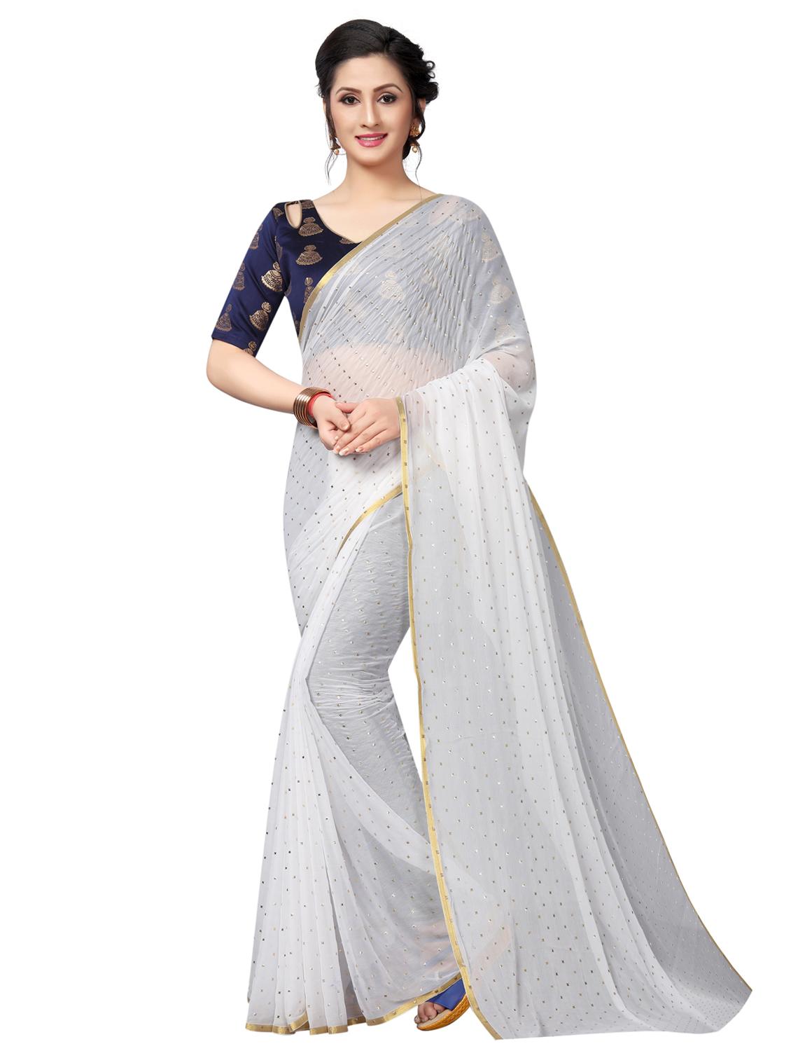 lace bordered embellished saree with blouse - 17775856 - Zoom Image - 0