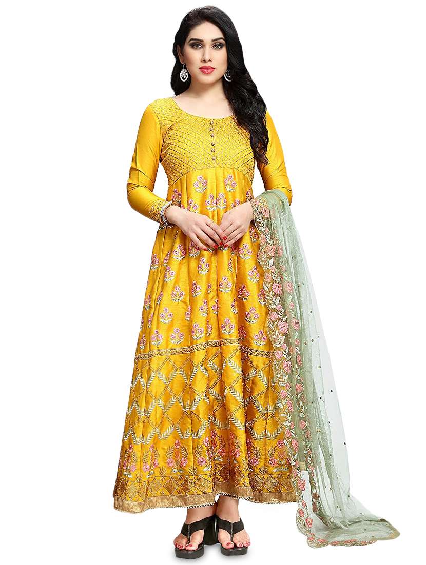 embroidered semi-stitched suit set 