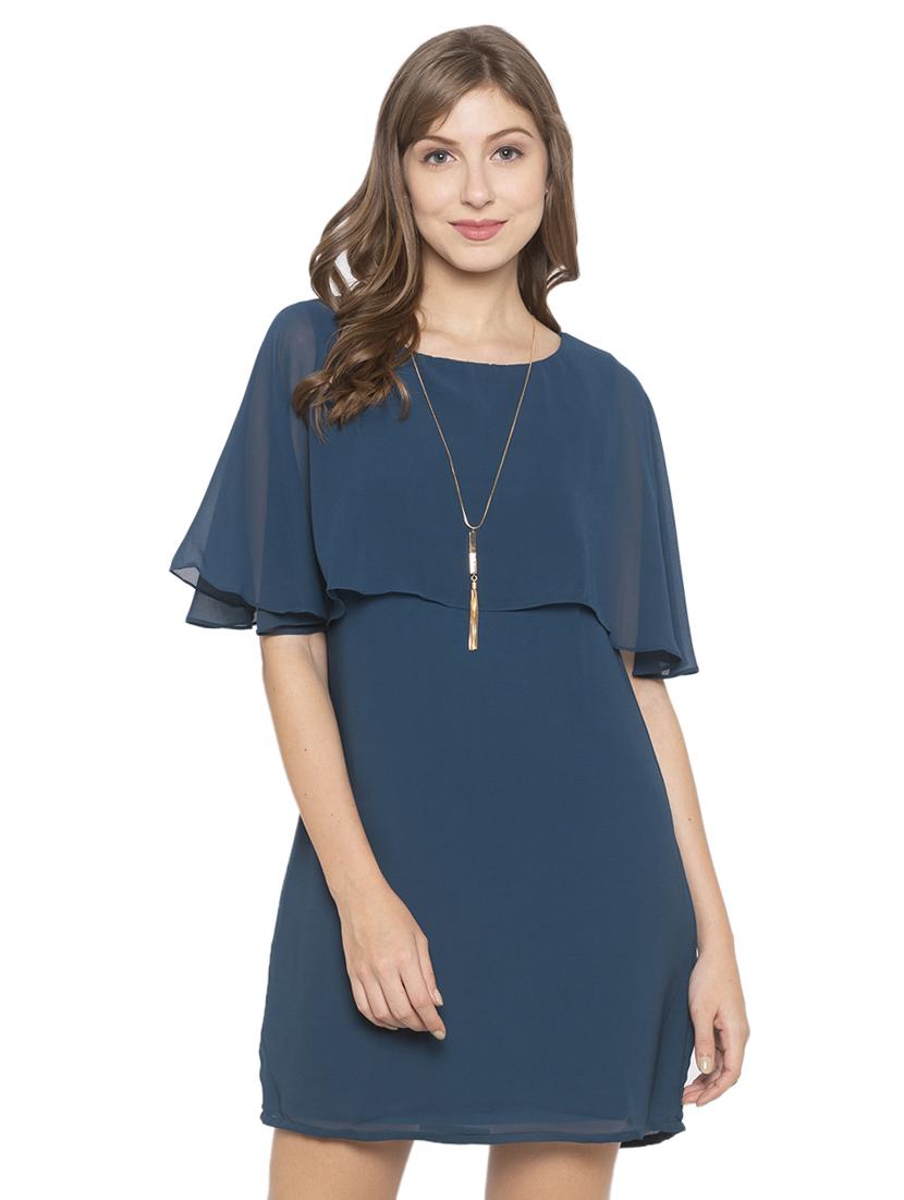 cape sleeved solid shift dress - 17776341 - Zoom Image - 0
