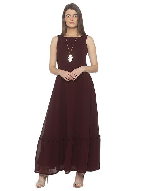 round neck solid fit & flare dress - 17776385 -  Standard Image - 0