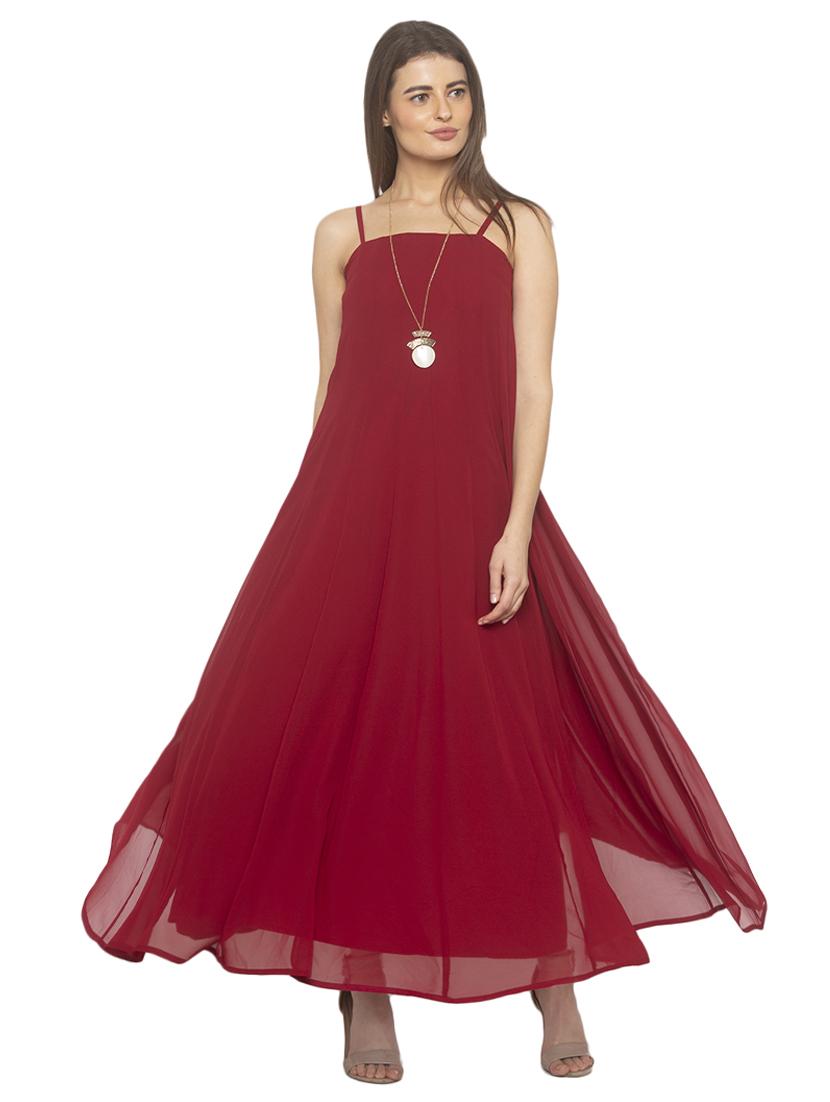 cami neck solid fit & flare dress - 17776410 -  Zoom Image - 0
