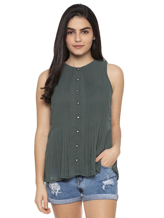 round neck pleated top - 17776494 - Zoom Image - 0
