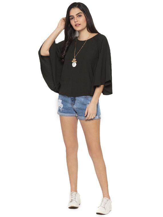 cape sleeved solid top - 17776515 - Standard Image - 3