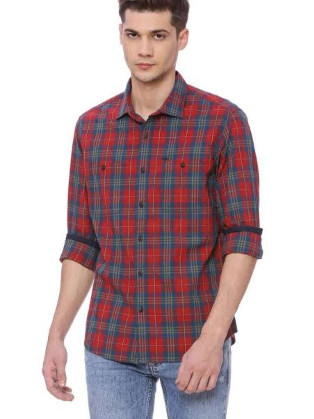 Buy online Chek Shirt Cotton Multi 
