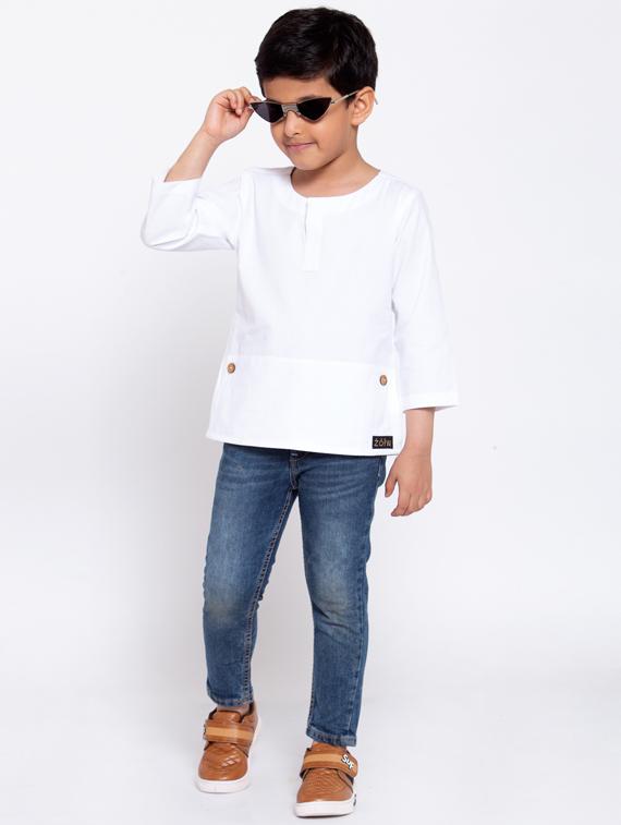round neck solid kurta - 17776734 - Standard Image - 3