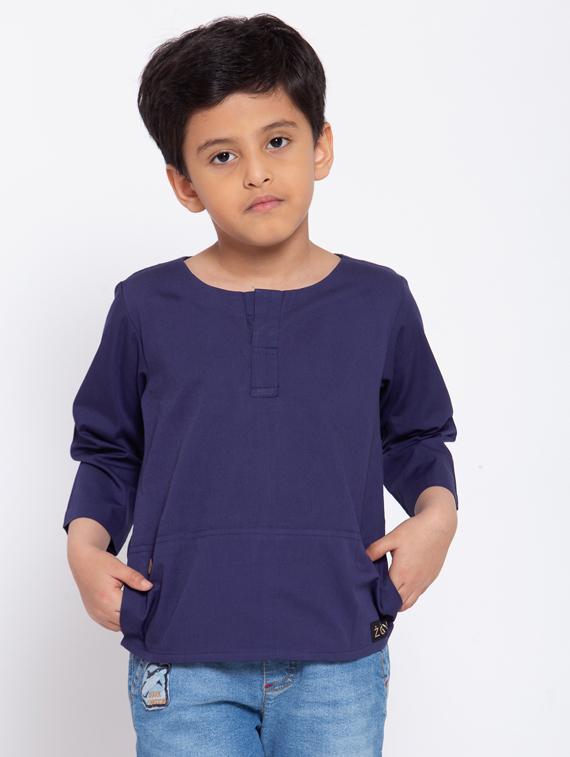 round neck solid kurta - 17776857 - Zoom Image - 0