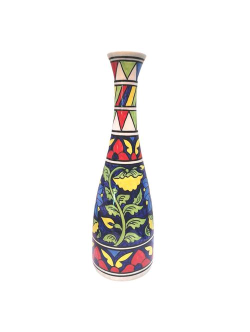 craftghar decorative flower vase for living room | made of ceramic 12 inch long vase | handmade vase ceramic |blue and red - 17777923 - Standard Image - 0