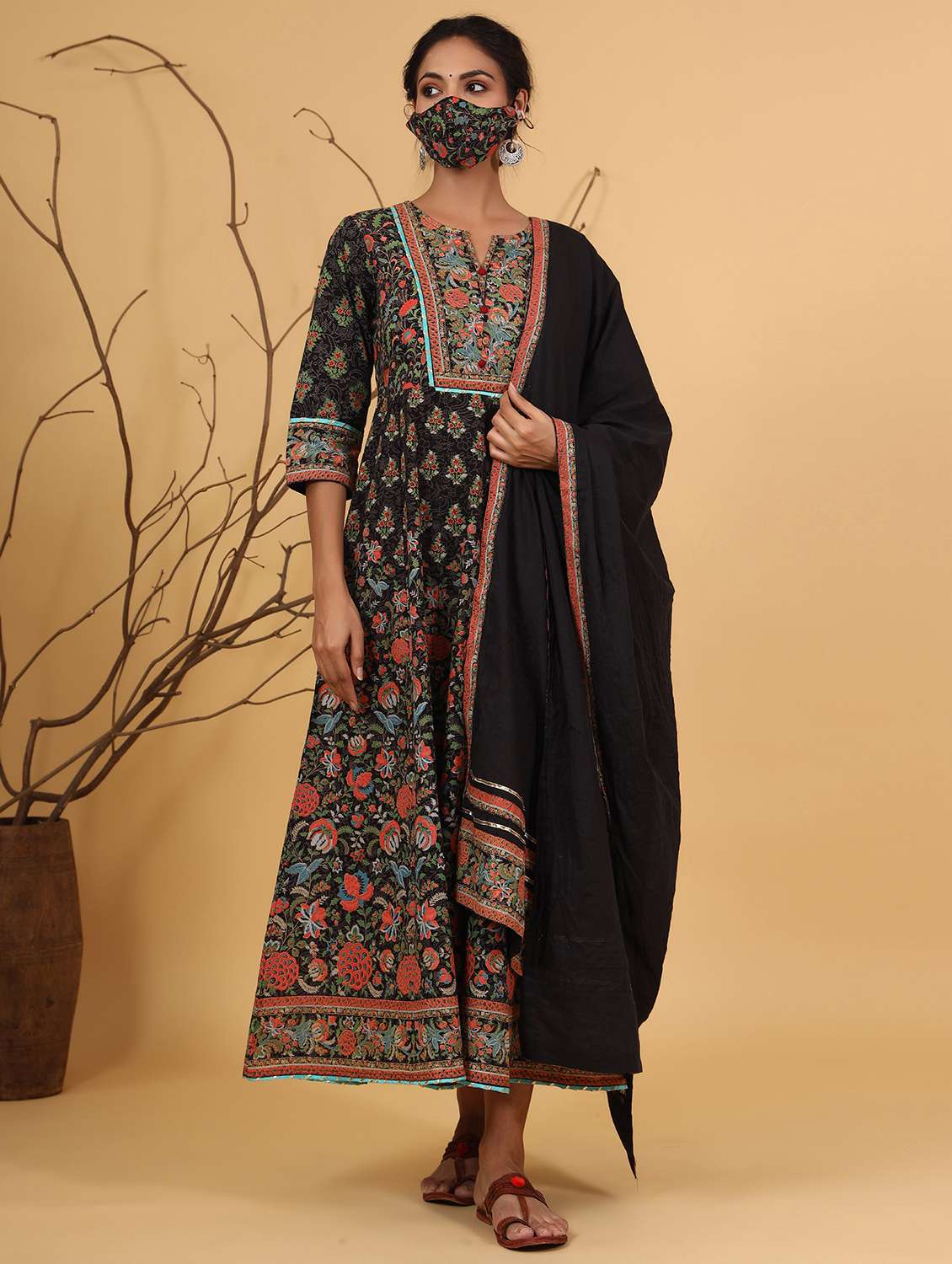 floral printed kurta dupatta set