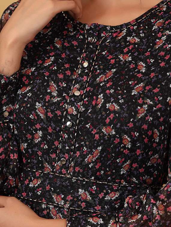 printed flared ethnic dress - 17778125 -  Standard Image - 3