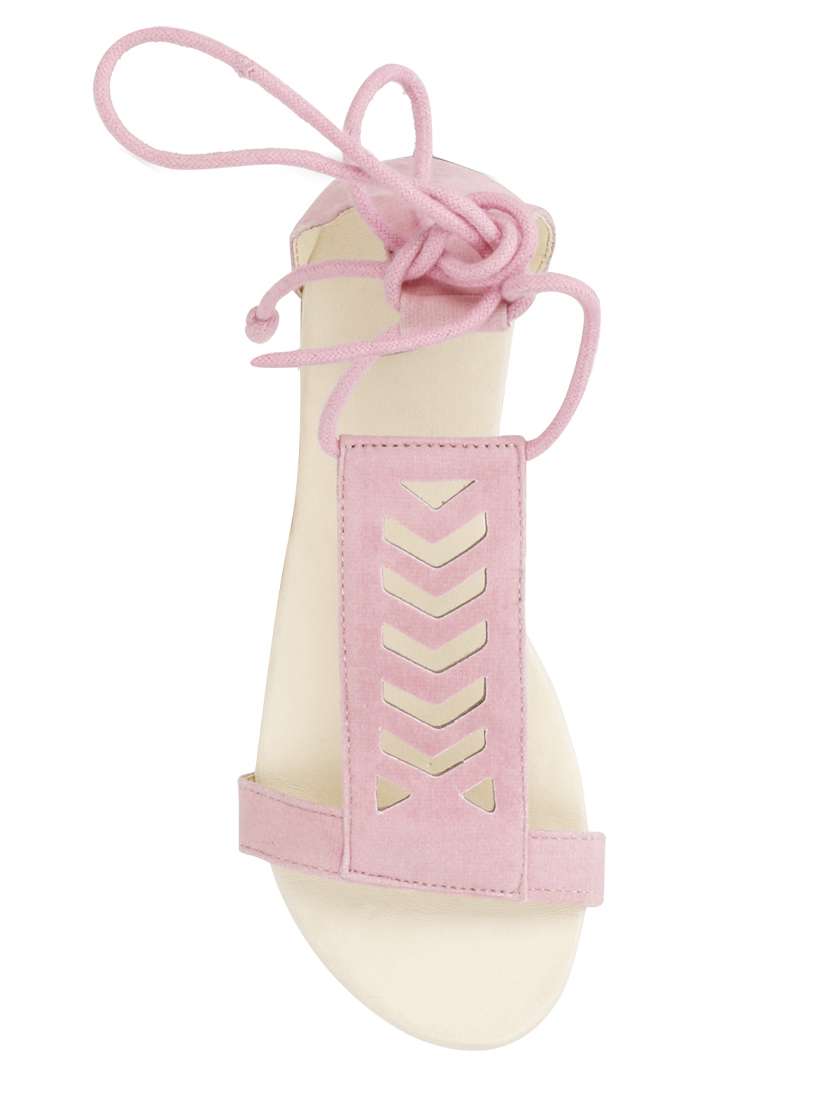 multi colored velvet laceup sandals - 17778249 -  Standard Image - 3