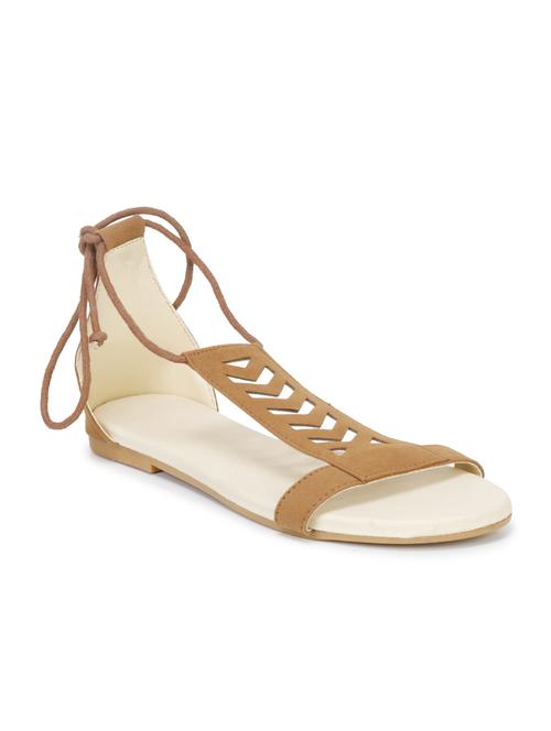 tan velvet laceup sandals - 17778250 - Standard Image - 0