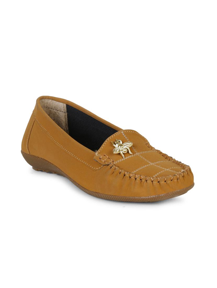 tan synthetic slip on loafers - 17778282 - Zoom Image - 0