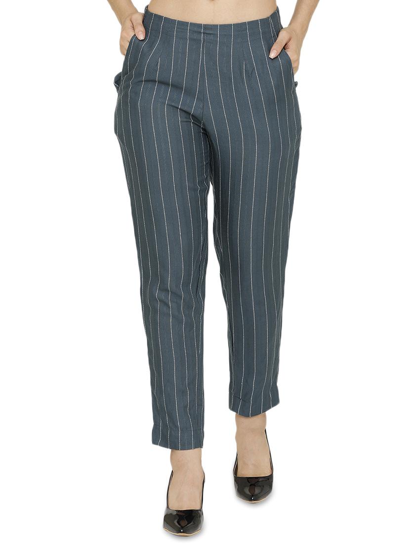 grey striped cigarette pants trouser - 17778924 - Zoom Image - 0
