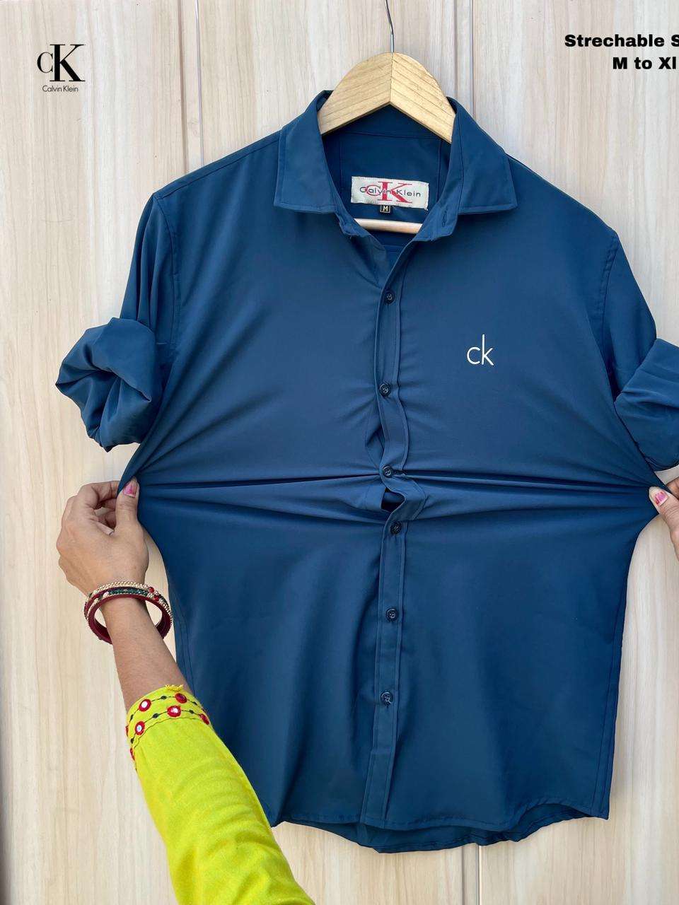 Buy online Blue Cottonlycra Casual Shirt from shirts for Men by