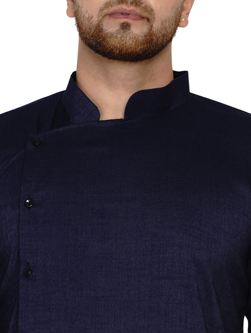 navy blue solid long kurta - 17779397 - Standard Image - 3