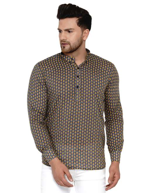 grey printed short kurta - 17779409 - Standard Image - 0