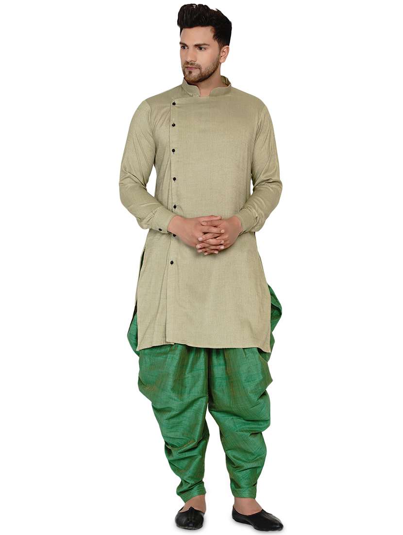olive green solid long kurta - 17779414 -  Zoom Image - 0