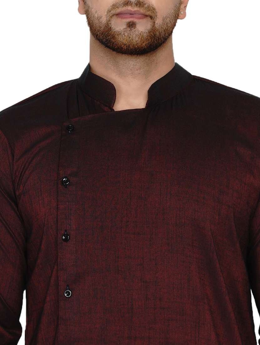 maroon solid long kurta - 17779426 -  Standard Image - 3