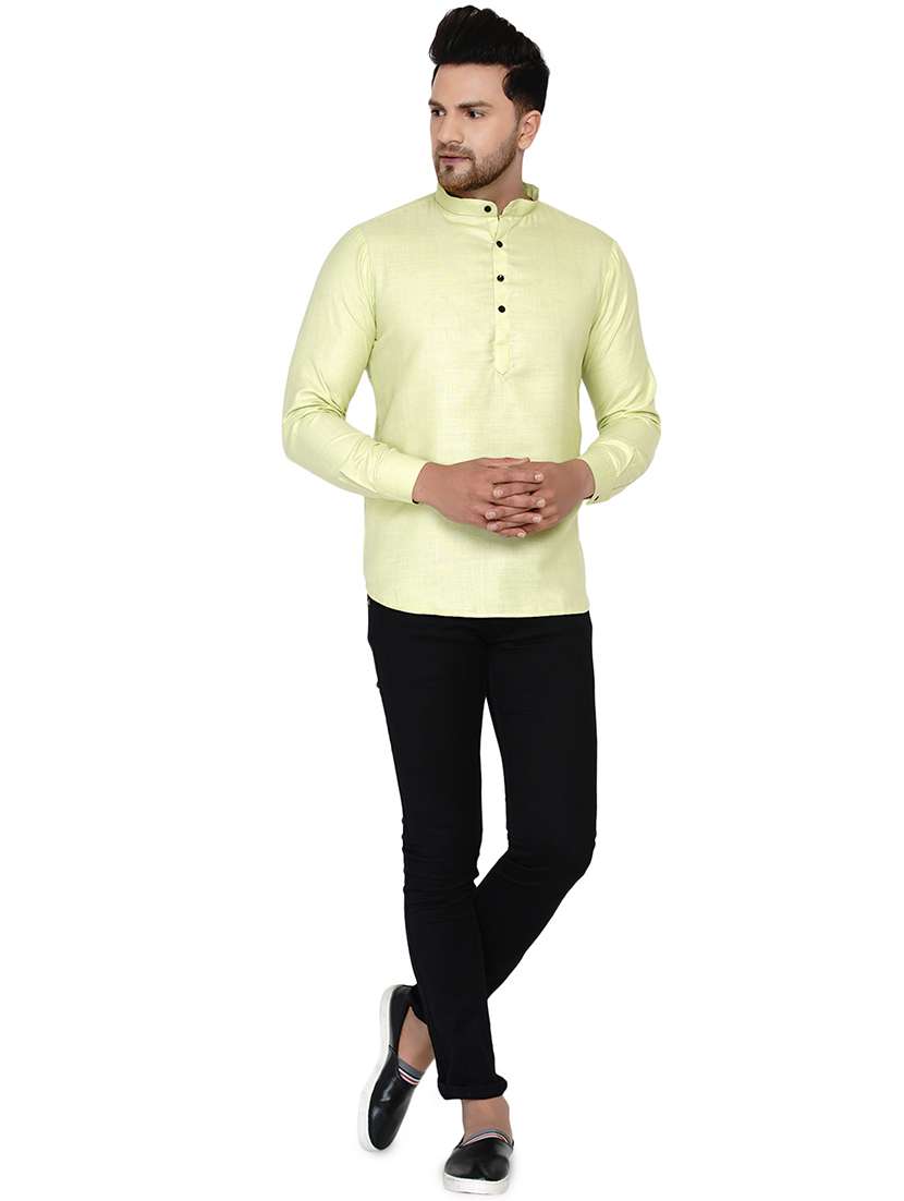 Green Solid Short Kurta - 17779433 -  Standard Image - 3