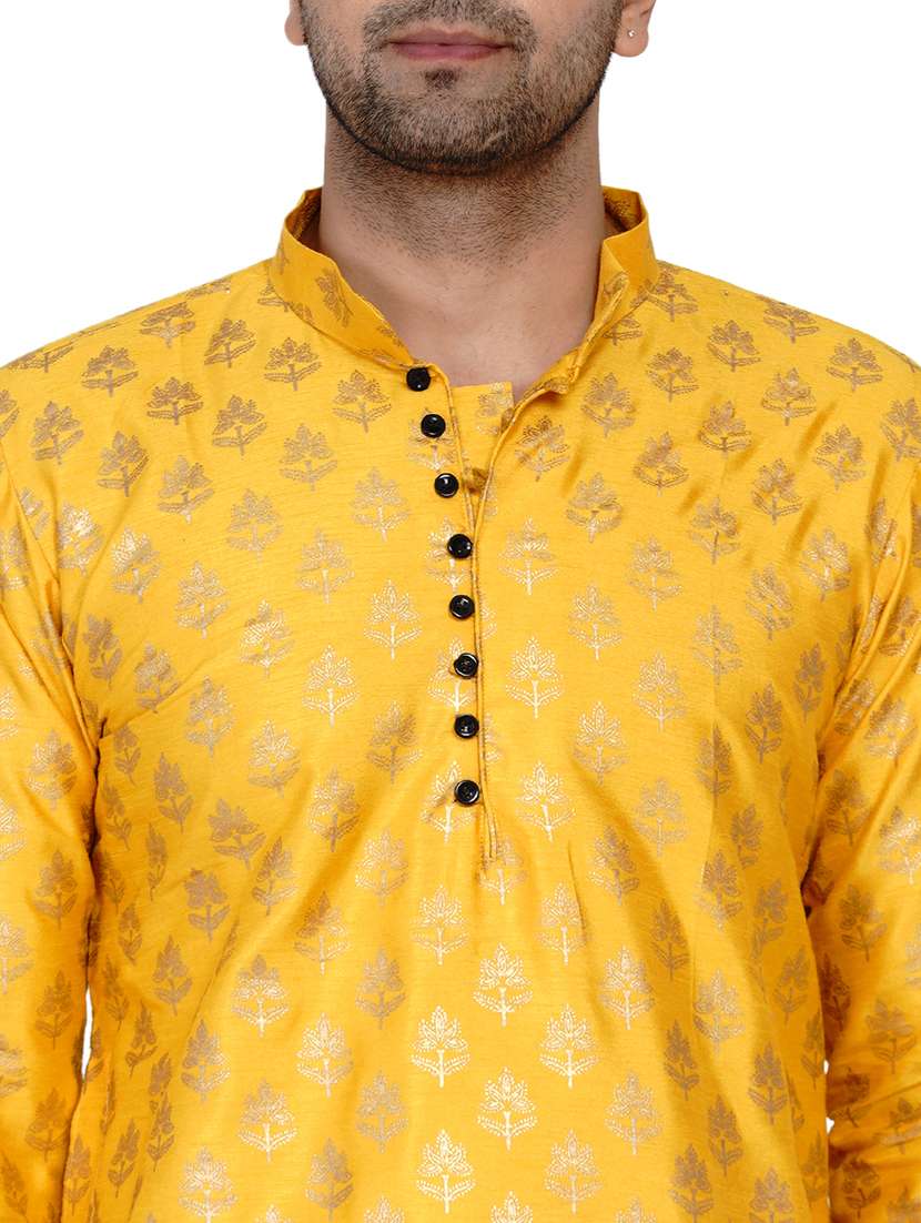 men printed mandarin neck long kurta - 17779441 - Standard Image - 3