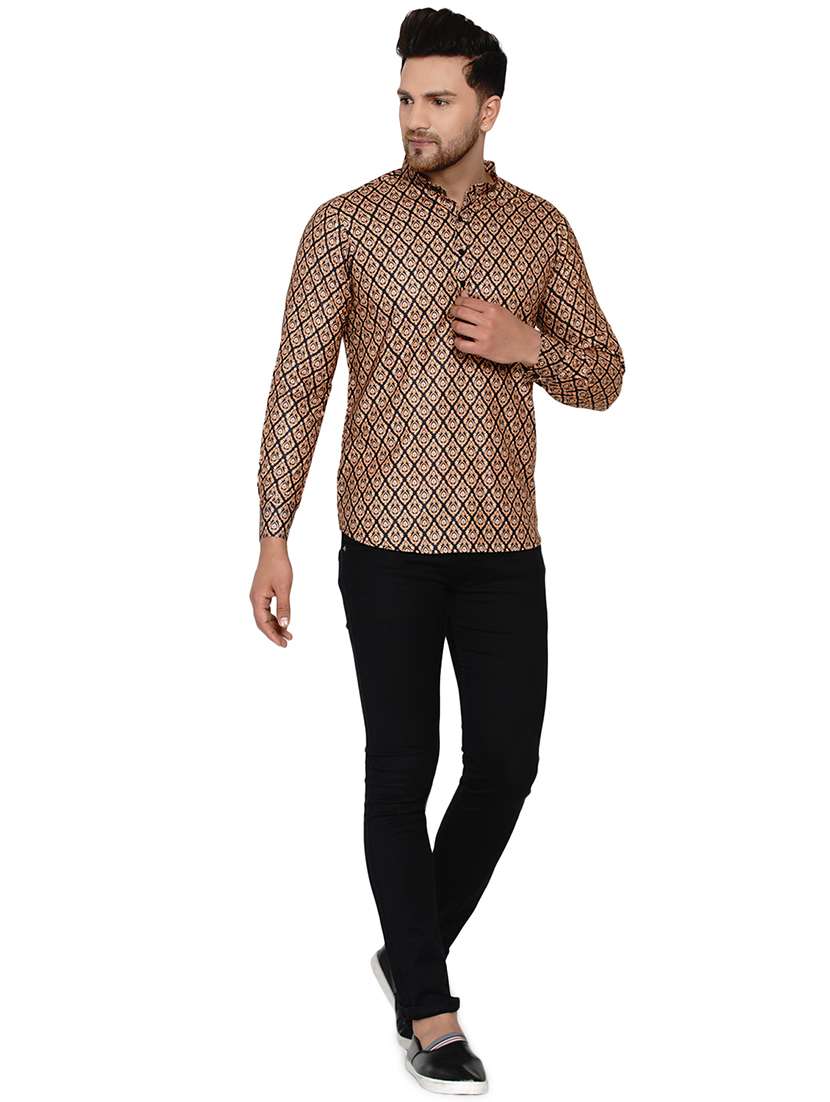 brown printed short kurta - 17779443 -  Standard Image - 3