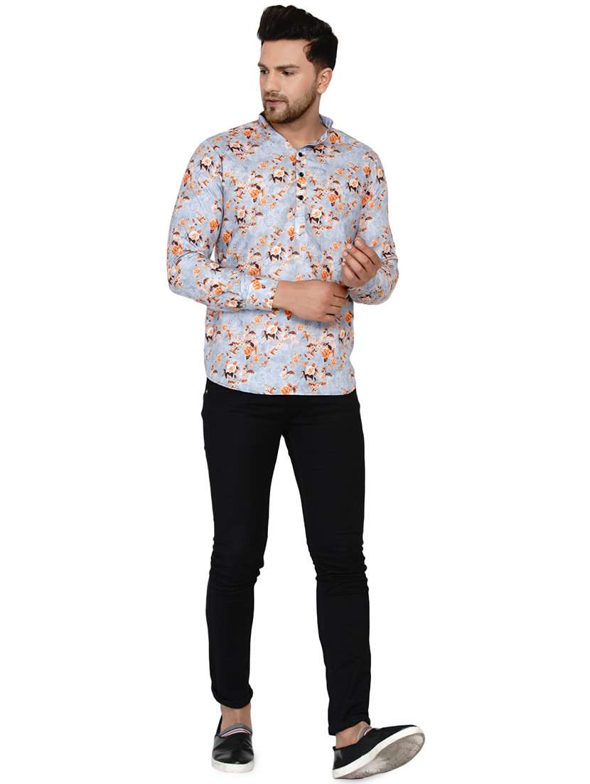 grey printed short kurta - 17779451 - Standard Image - 3