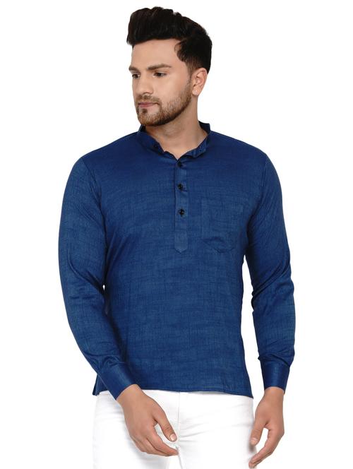navy blue solid short kurta - 17779461 -  Standard Image - 0