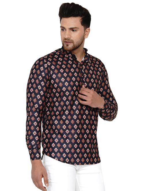 navy blue printed short kurta - 17779463 - Standard Image - 0
