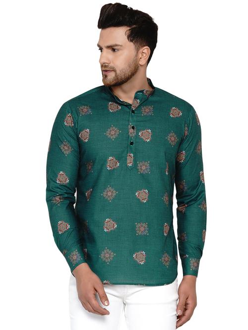 green printed short kurta - 17779467 - Standard Image - 0
