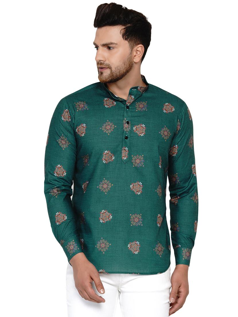 green printed short kurta - 17779467 - Zoom Image - 0