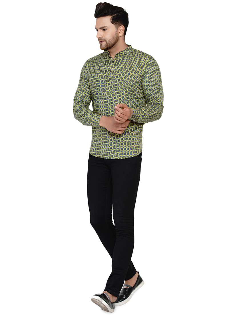 green printed short kurta - 17779475 -  Standard Image - 3
