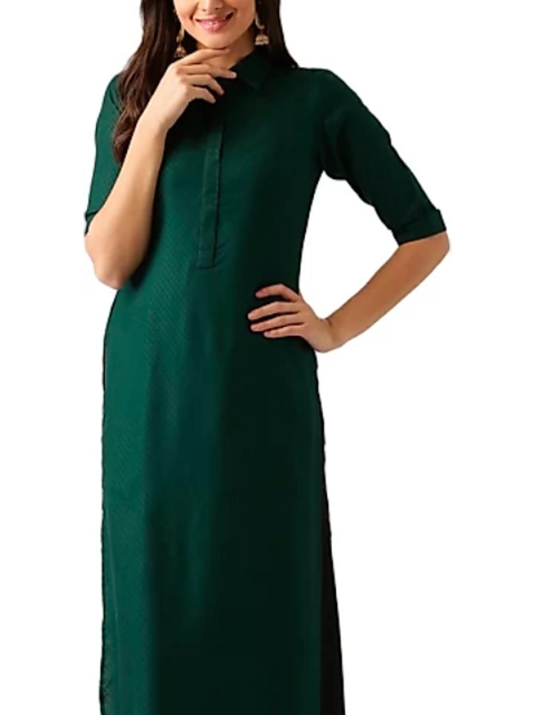 green cotton blend pathani kurta  - 17779524 -  Zoom Image - 0