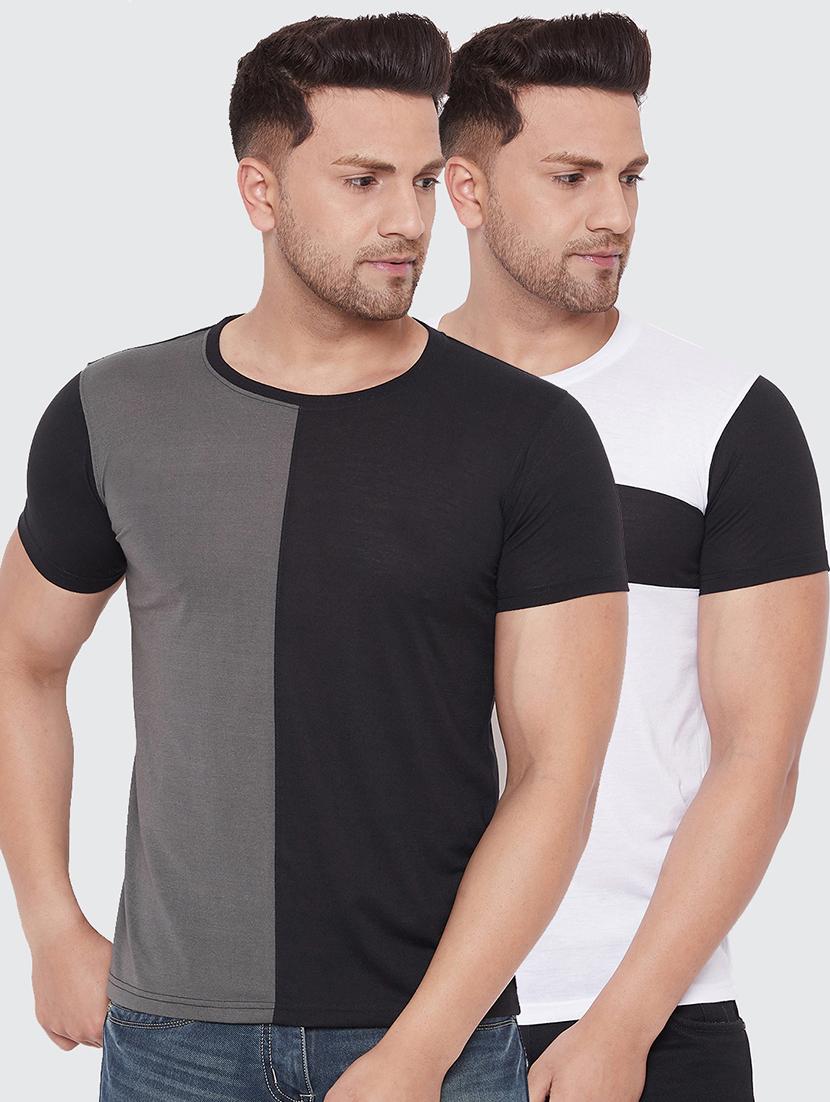 set of 2 multi colored color block t-shirts - 17780031 -  Zoom Image - 0