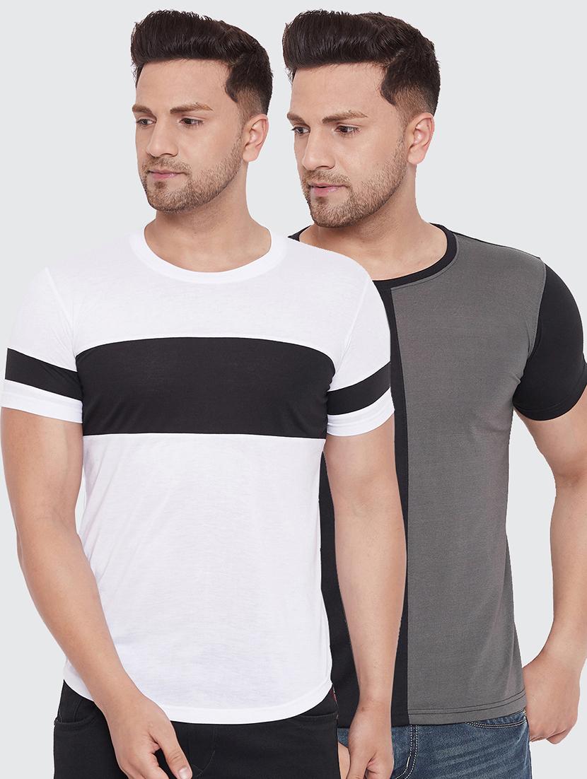 set of 2 multi colored color block t-shirts - 17780038 -  Zoom Image - 0